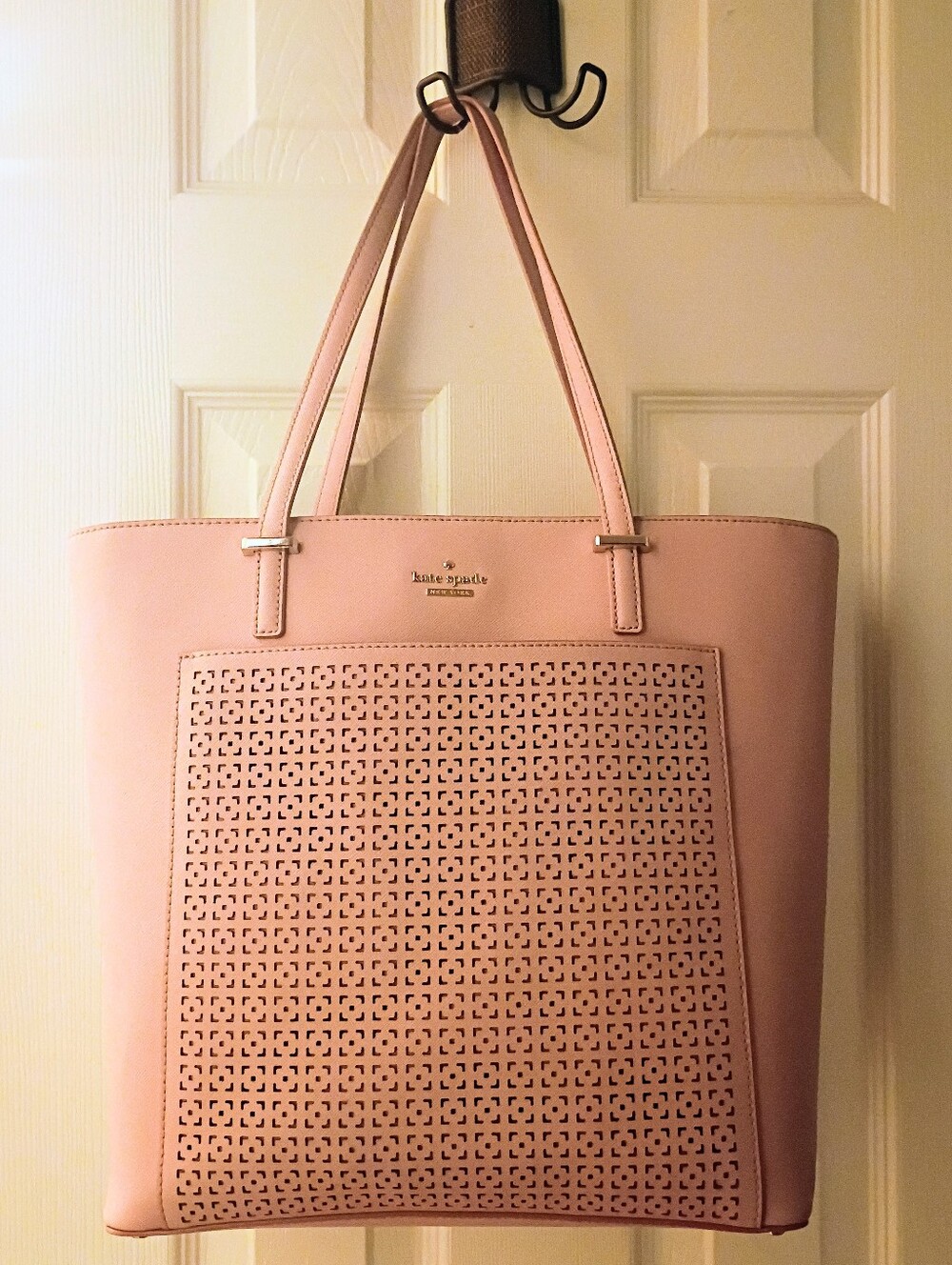 Kate Spade pink perforated leather tote